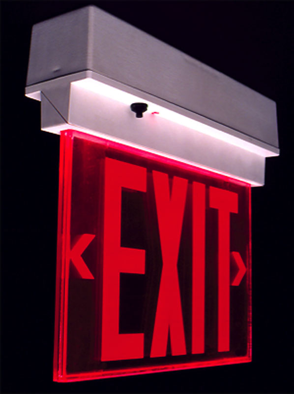 New in box RED Exit Light Universal Edge-Lit exit Fire Alarm 