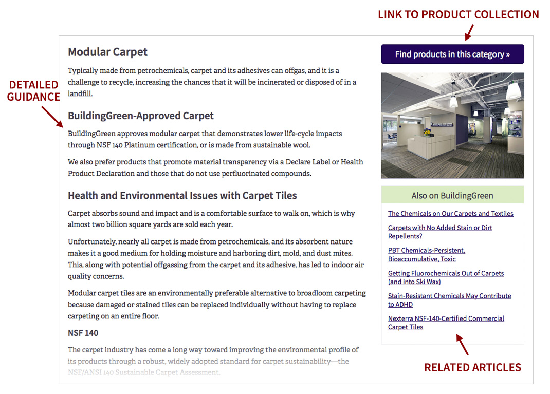 Screen capture of Modular Carpet product guide