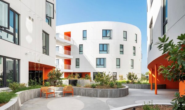 Corazon del Valle affordable housing courtyard in the San Fernando Valley