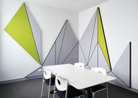High recycled content PET acoustic panels.