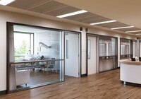 wood-look polyurethane flooring in a healthcare setting 