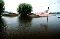 flood waters and the american flag