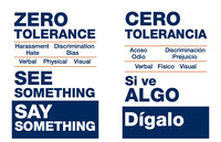  zero tolerance construction jobsite signs in English and Spanish