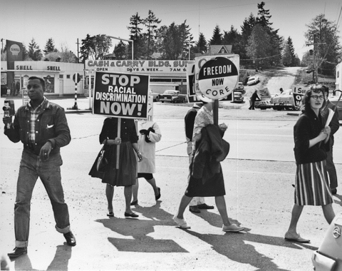 1964 fair housing protest b&w