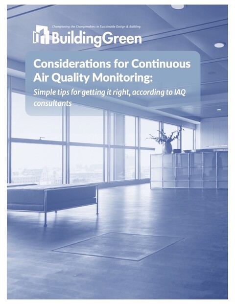 cover of Considerations for Continuous Air Quality Monitoring BuildingGreen white paper