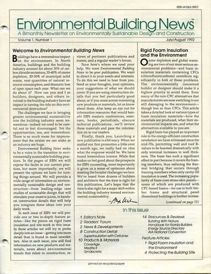 first issue of environmental building news 1992