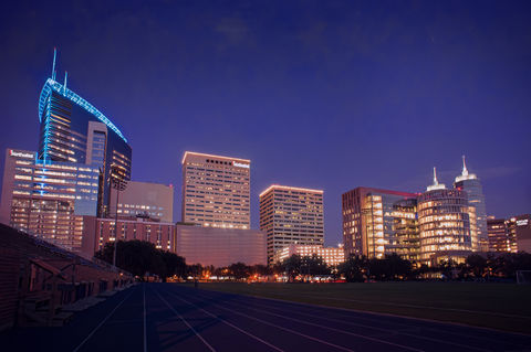 The Texas Medical Center in Houston, at night.