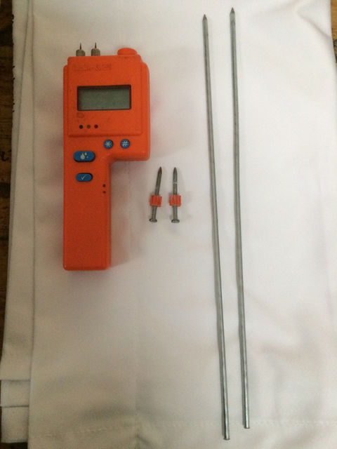 Photo of Delmhorst BD-2100 moisture meter with pin extenders