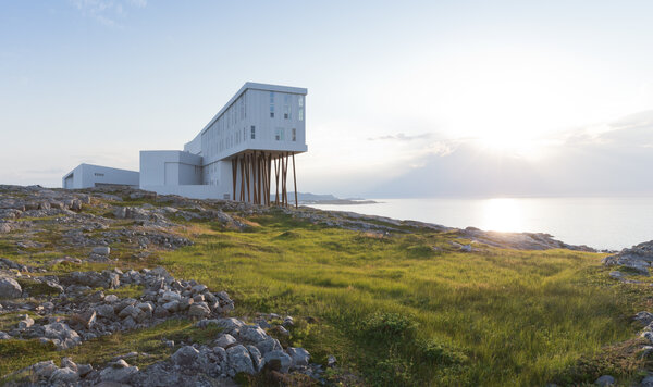 Fogo Island Inn on the rocky coast of Newfoundland, Canada